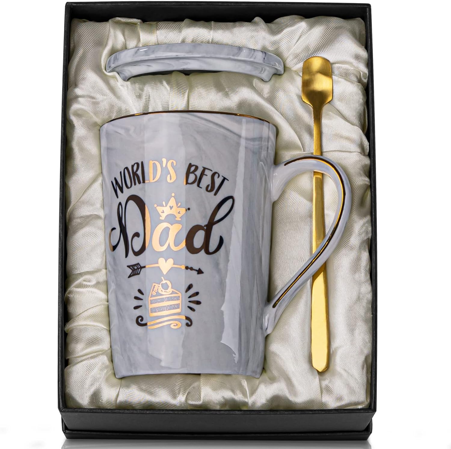 Mothers Day Gifts for Mom from Daughter, Son, Kids - World's Best Mom, Birthday Present, Marble Ceramic Coffee Cup with Lid Cards - 4oz Mothers Day Gifts for Mom from Daughter, Son, Kids - World's Best Mom, Birthday Present, Marble Ceramic Coffee Cup with Lid Cards - 4oz